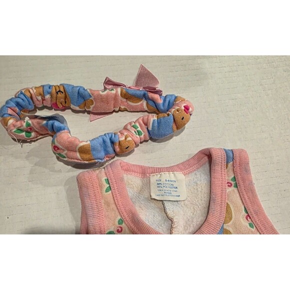 Vintage 1990s Baby Romper with Headband, Pink with Teddy Bears 6-9 Months - Picture 4 of 8